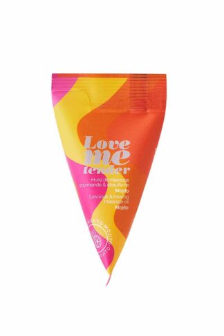 Berlingot d'huile de massage comestible Émeraude de Menthe au parfum Mojito, packaging pyramidal coloré Love to Love.