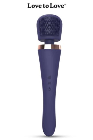 Masseur intime violet de type vibro wand haute puissance pour massage corporel.