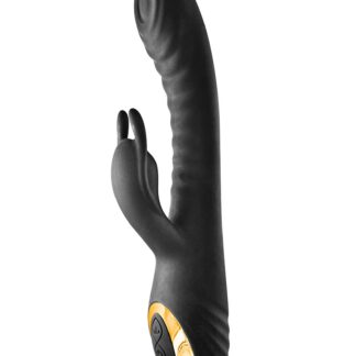 Vibromasseur rabbit de luxe Pétale de Velours noir et or stimulation point G.