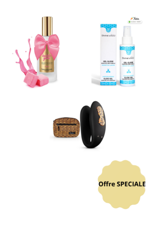 Pack Rituel Douceur Infinie comprenant le vibromasseur couple rechargeable Zuna, un lubrifiant bio au Monoï et un gel de massage Bubble Gum.
