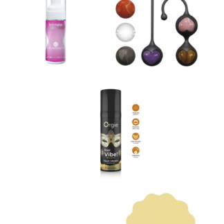 Pack bien-être Éclat et Secret comprenant le kit Secret de Femme, le lubrifiant Sérum Marin et le gel Onde Tropicale sur fond blanc.