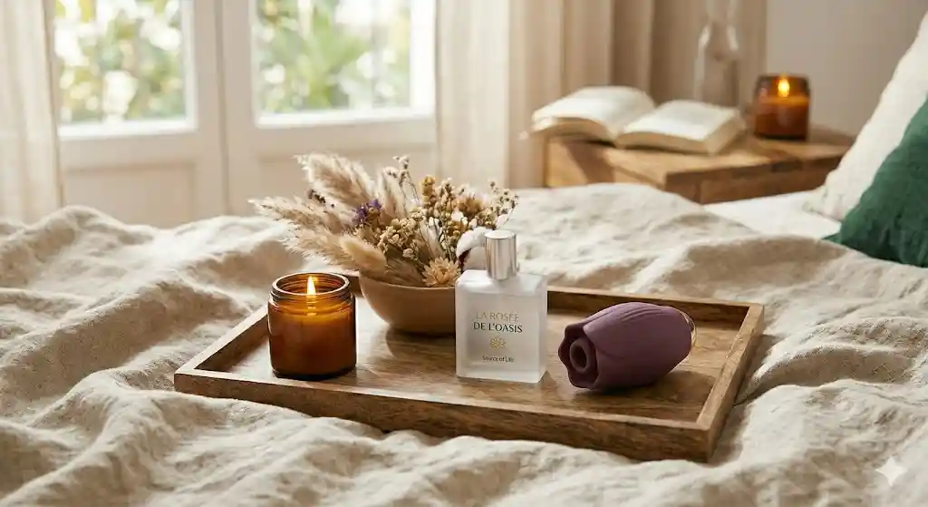 Bougies de massage et accessoires sensoriels pour découvrir le plaisir solitaire à l'Oasis