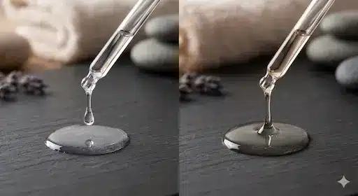 Comparaison de texture entre lubrifiant à l'eau ou silicone sur une ardoise