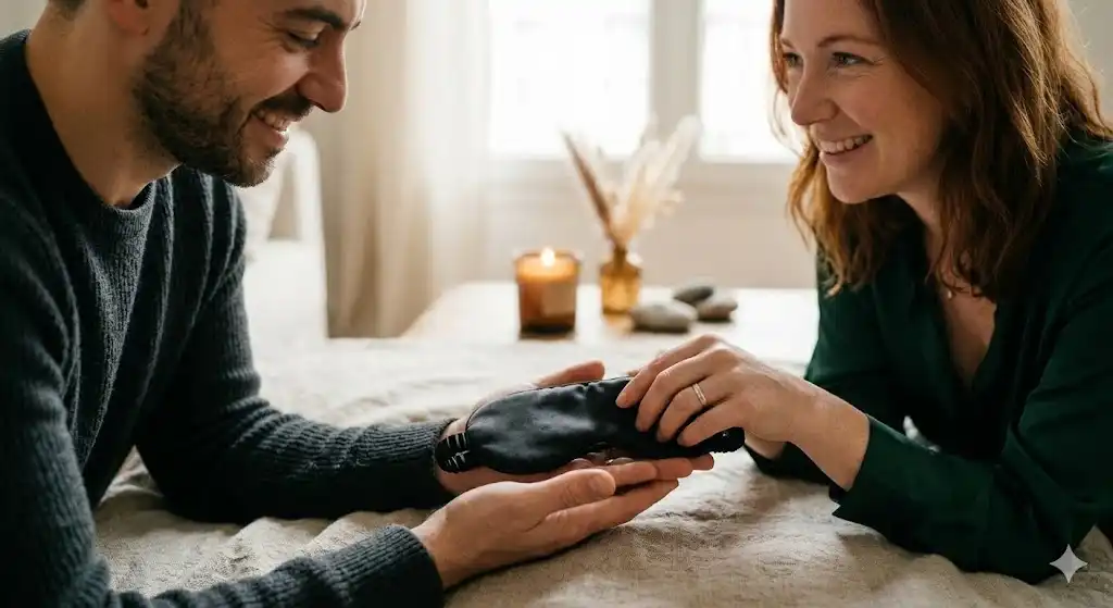 Mains entrelacées avec respect et consentement enthousiaste dans un couple à l'Oasis des Plaisirs