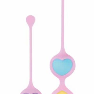 Set de boules de Geisha pour périnée Perle de Rosée en silicone soyeux avec cœur coloré.