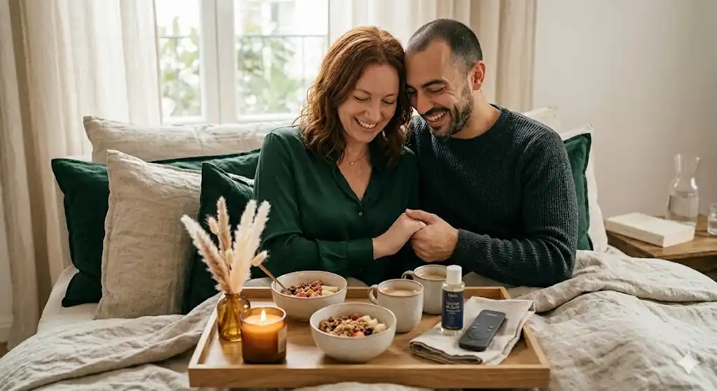 Petit-déjeuner au lit et ambiance zen pour organiser un week-end romantique à l'Oasis