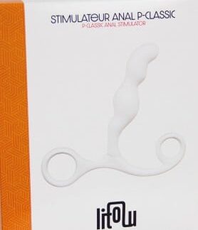 Boîte d'emballage du stimulateur anal en silicone P-Classic Litolu de couleur blanche.