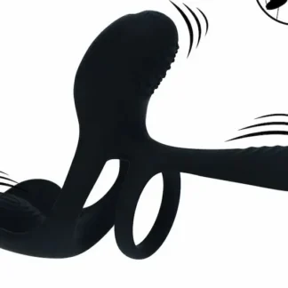 Anneau vibrant triple moteur pour couple Éclipse de Minuit en silicone noir.