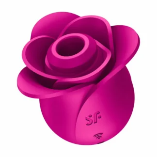 Stimulateur clitoridien de luxe en forme de rose épanouie de couleur rose moderne, L'Éclosion de Vénus.