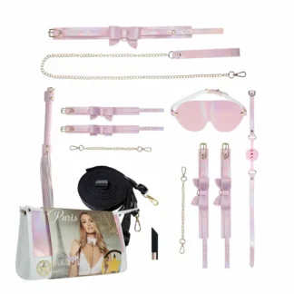 Coffret initiation bondage de luxe L'Écrin de Nacre rose irisé.