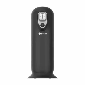Vue frontale du masturbateur thermique à poussée Le Souffle du Simoun, design noir mat avec interface de contrôle lumineuse.